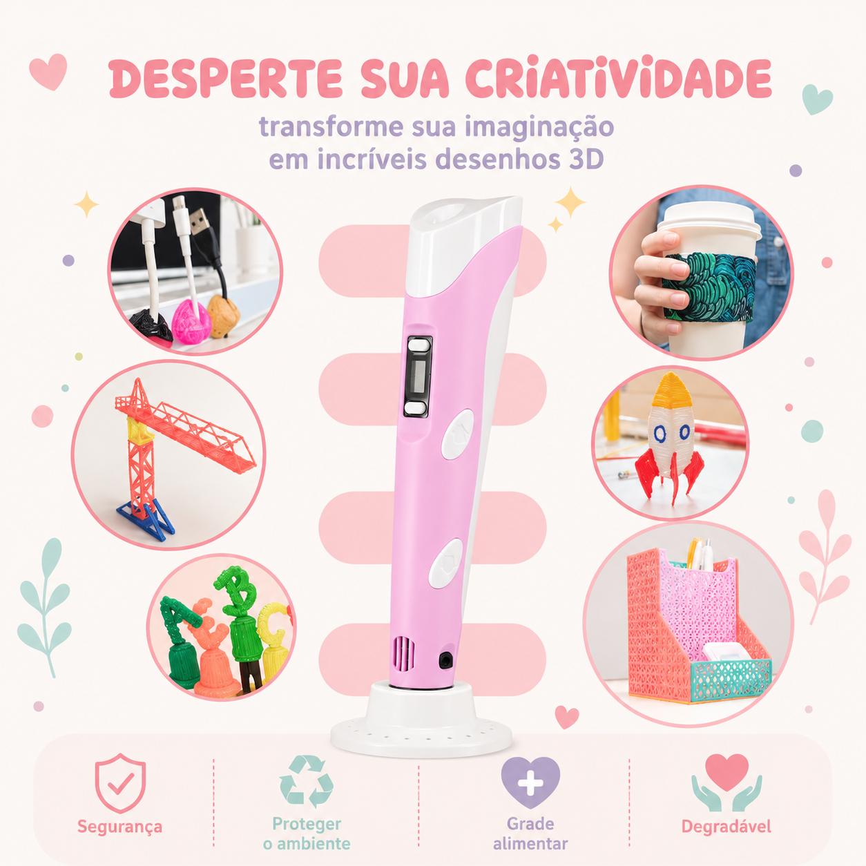 Caneta 3D Criativa Infantil | Desenhe, Crie e Dê Vida à Imaginação