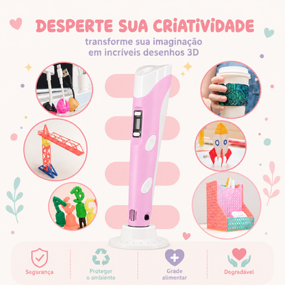 Caneta 3D Criativa Infantil | Desenhe, Crie e Dê Vida à Imaginação