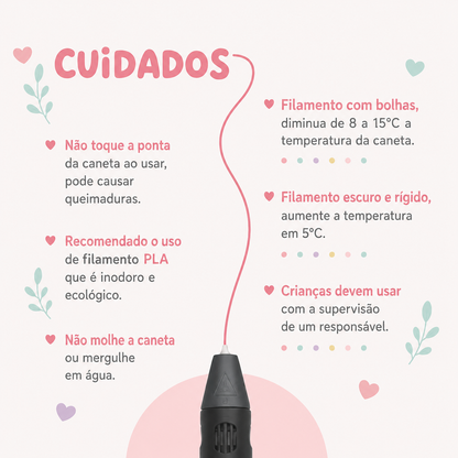Caneta 3D Criativa Infantil | Desenhe, Crie e Dê Vida à Imaginação