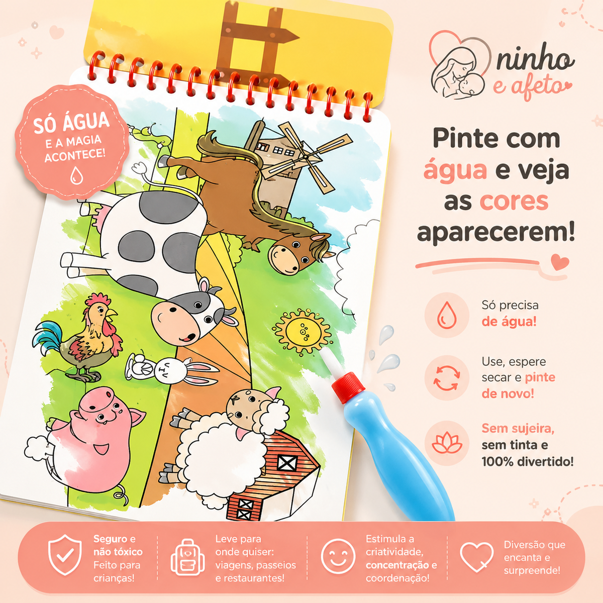 AquaFun™ — Livro Mágico de Colorir com Água