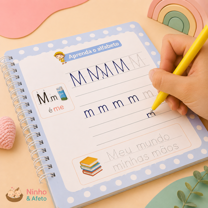 Kit Educativo de Caligrafia Reutilizável MagicBook™ | Aprenda Escrevendo e Brincando